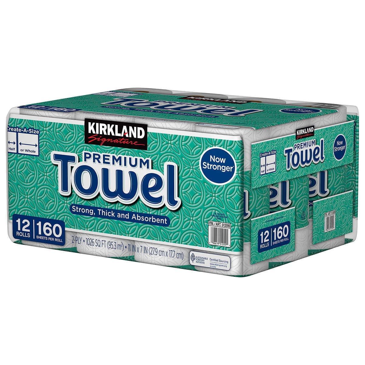 Kirkland Signature Create-a-Size Paper Towels 2-Ply 12 Rolls 160 count